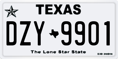 TX license plate DZY9901