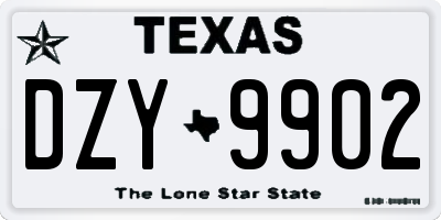 TX license plate DZY9902