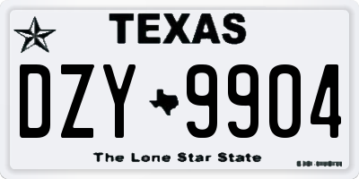 TX license plate DZY9904