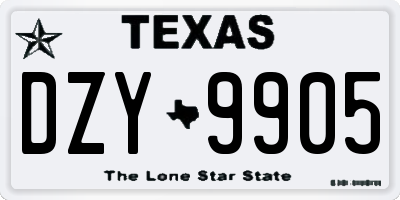 TX license plate DZY9905