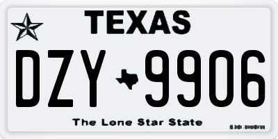 TX license plate DZY9906