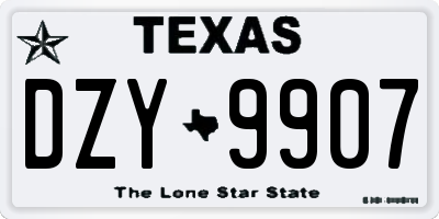 TX license plate DZY9907