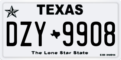 TX license plate DZY9908