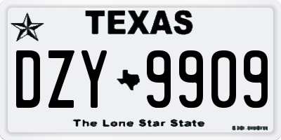 TX license plate DZY9909