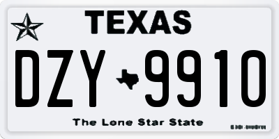 TX license plate DZY9910