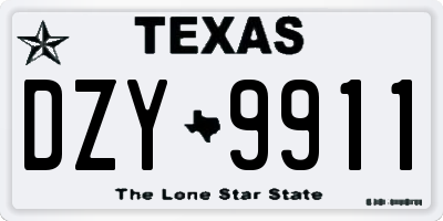 TX license plate DZY9911