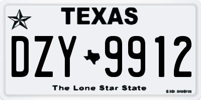 TX license plate DZY9912