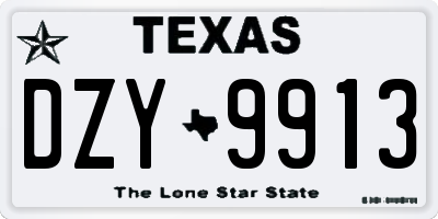 TX license plate DZY9913