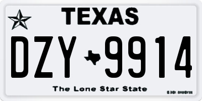 TX license plate DZY9914