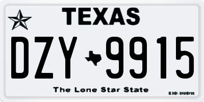 TX license plate DZY9915