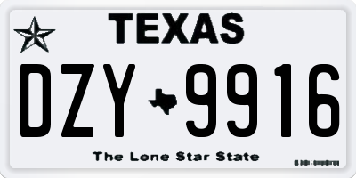 TX license plate DZY9916