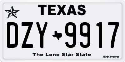 TX license plate DZY9917