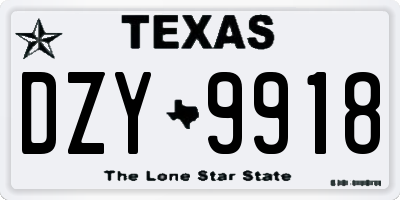 TX license plate DZY9918