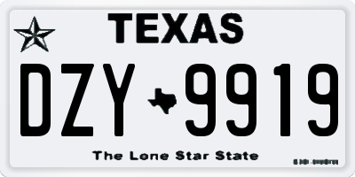 TX license plate DZY9919