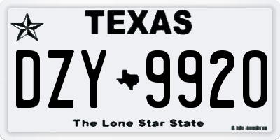 TX license plate DZY9920