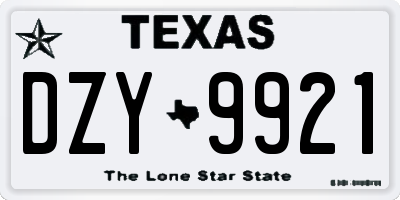 TX license plate DZY9921