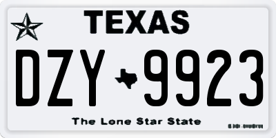 TX license plate DZY9923