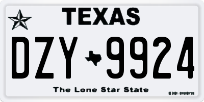 TX license plate DZY9924