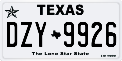 TX license plate DZY9926