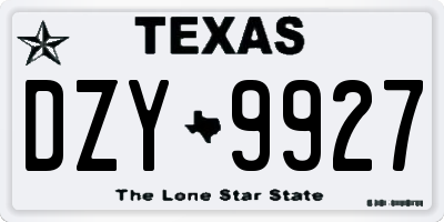 TX license plate DZY9927