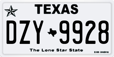 TX license plate DZY9928