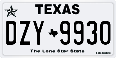 TX license plate DZY9930