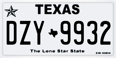 TX license plate DZY9932