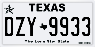 TX license plate DZY9933