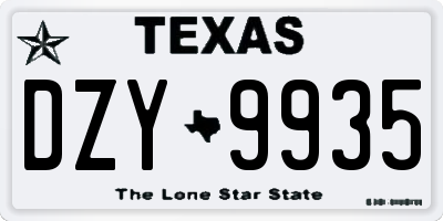 TX license plate DZY9935