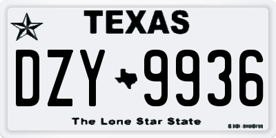 TX license plate DZY9936