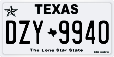 TX license plate DZY9940