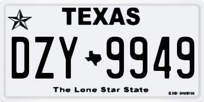 TX license plate DZY9949