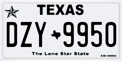 TX license plate DZY9950