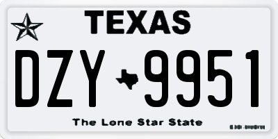 TX license plate DZY9951