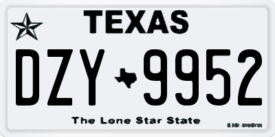 TX license plate DZY9952