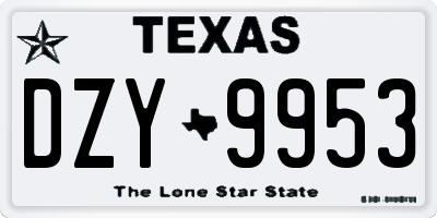 TX license plate DZY9953