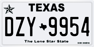 TX license plate DZY9954