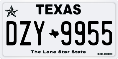 TX license plate DZY9955