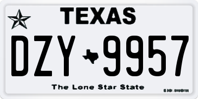 TX license plate DZY9957