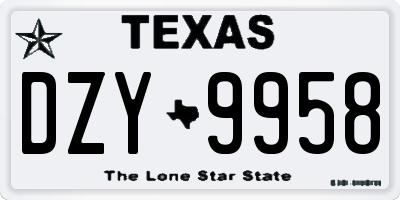 TX license plate DZY9958