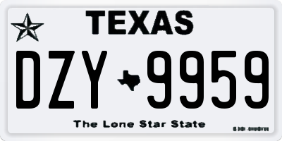 TX license plate DZY9959