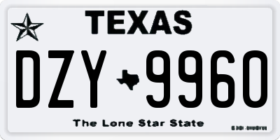 TX license plate DZY9960