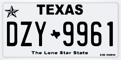 TX license plate DZY9961