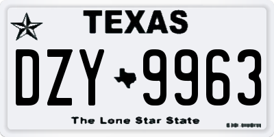 TX license plate DZY9963