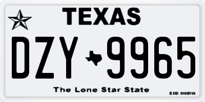 TX license plate DZY9965