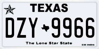 TX license plate DZY9966