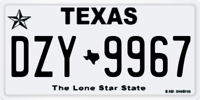 TX license plate DZY9967