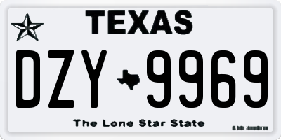 TX license plate DZY9969