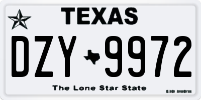 TX license plate DZY9972