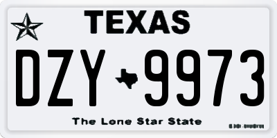 TX license plate DZY9973